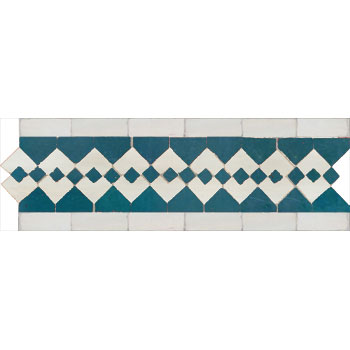 Mosaic House Moroccan tile Sarout S 28-1 Teal White  zellige, mosaic, zellij, border, glaze, traditional, classic 